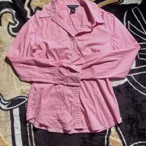 Women's Pink White House Button Up Blouse - Size 6